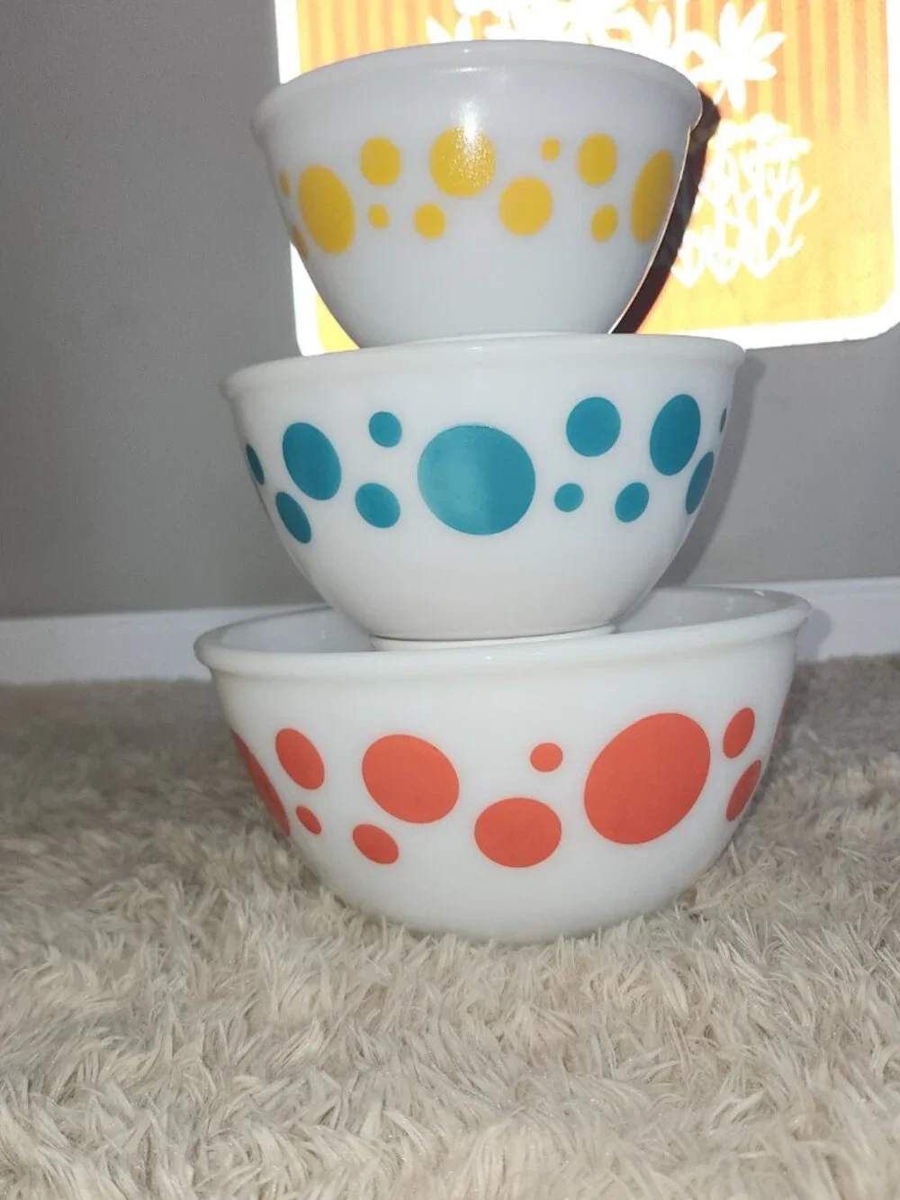 Hazel Atlas polka dot mixing bowls